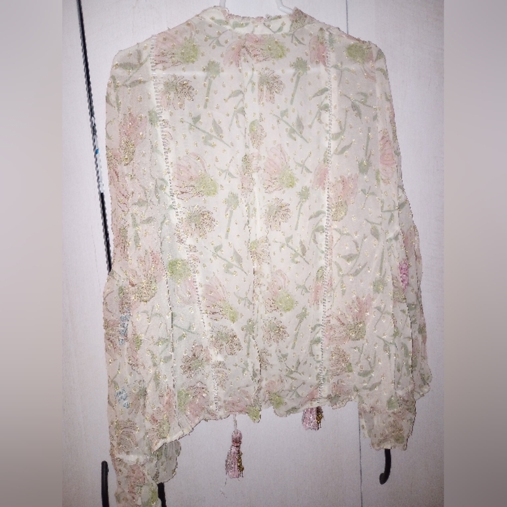 Zara 🐚🪸 Bell Sleeve Sheer Cardigan - Picture 6 of 7